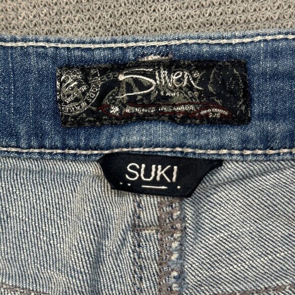 Silver Suki Jeans Womens Blue Denim Super Stretch High Capri Size W30/L22.5 - Picture 6 of 14
